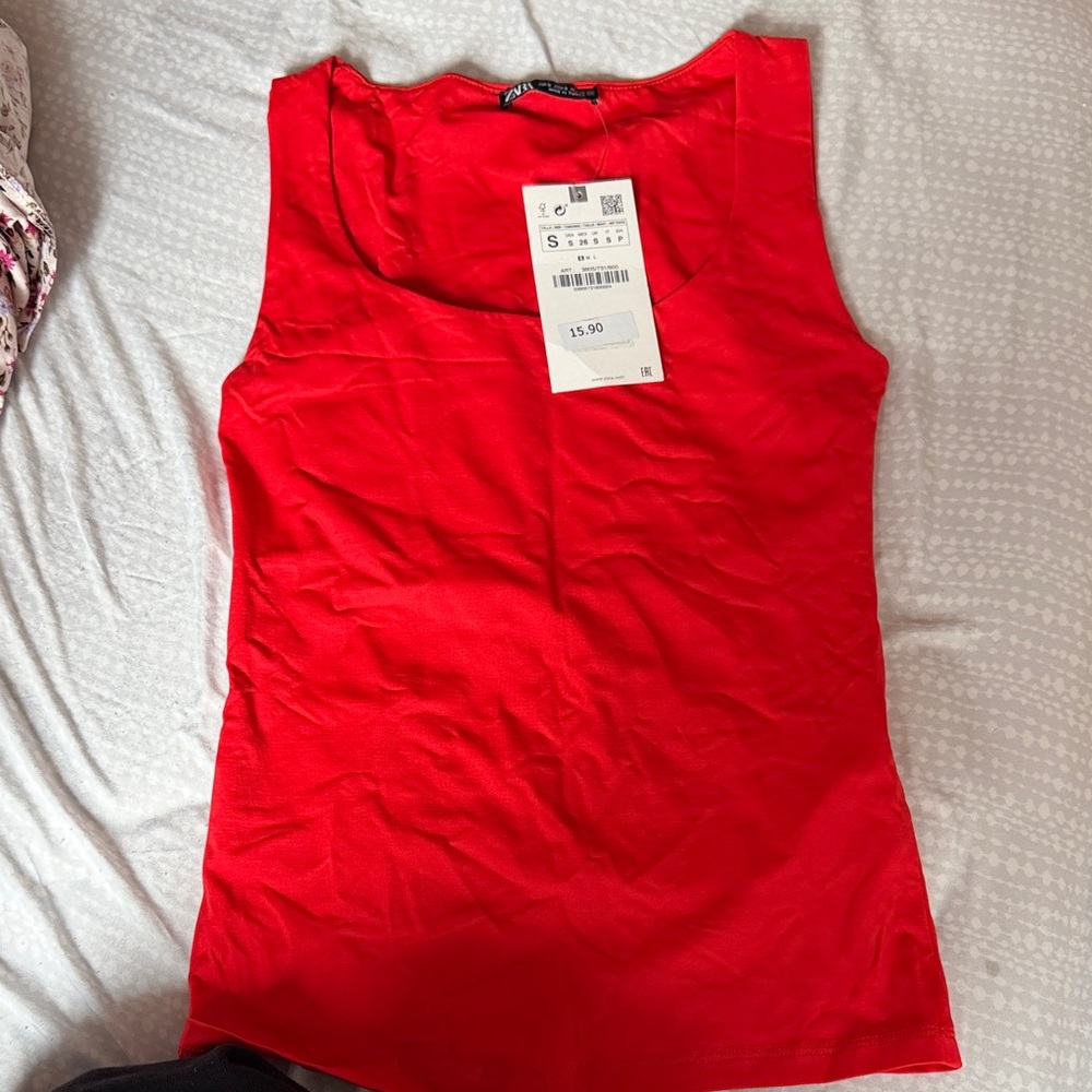 Zara Bright Red Sleeveless Tank Top